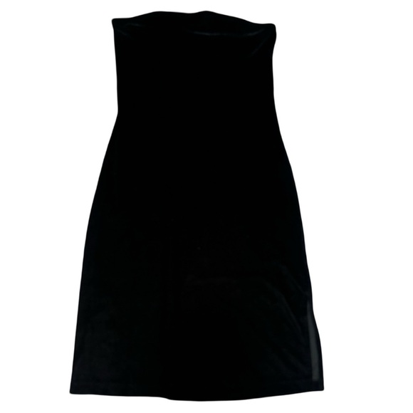GUESS Velvet Strapless Mini Dress | Black Bodycon Side Slit Party Dress | Size M - Picture 1 of 5